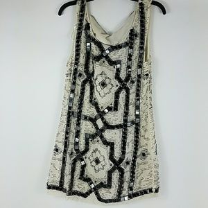 Free People women's 8 Beaded White Dress KK10